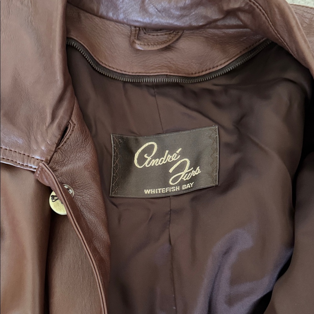 Vintage Italian Brown Leather Trench Coat M/L - Picture 8 of 10
